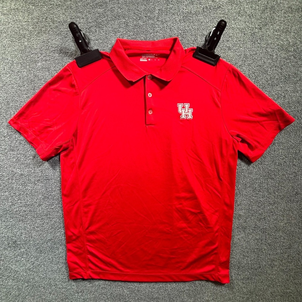 Nike Golf Houston Cougars Baseball Shirt Mens XL Red Dri-Fit Performance Polo